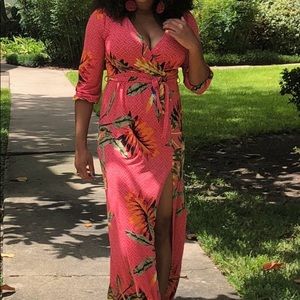 Jersey material floral print maxi dress
